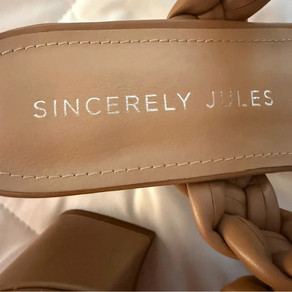 5 for $25!! Sincerely Jules Braided Tan Heeled Sandals Size 8 - Picture 8 of 10